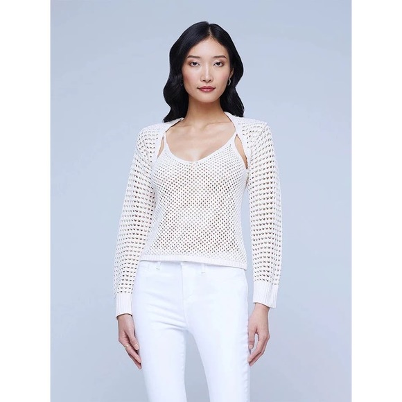 LAGENCE NWOT $330 Sammy Tank & Shrug set in Ecru Size L - Picture 1 of 10